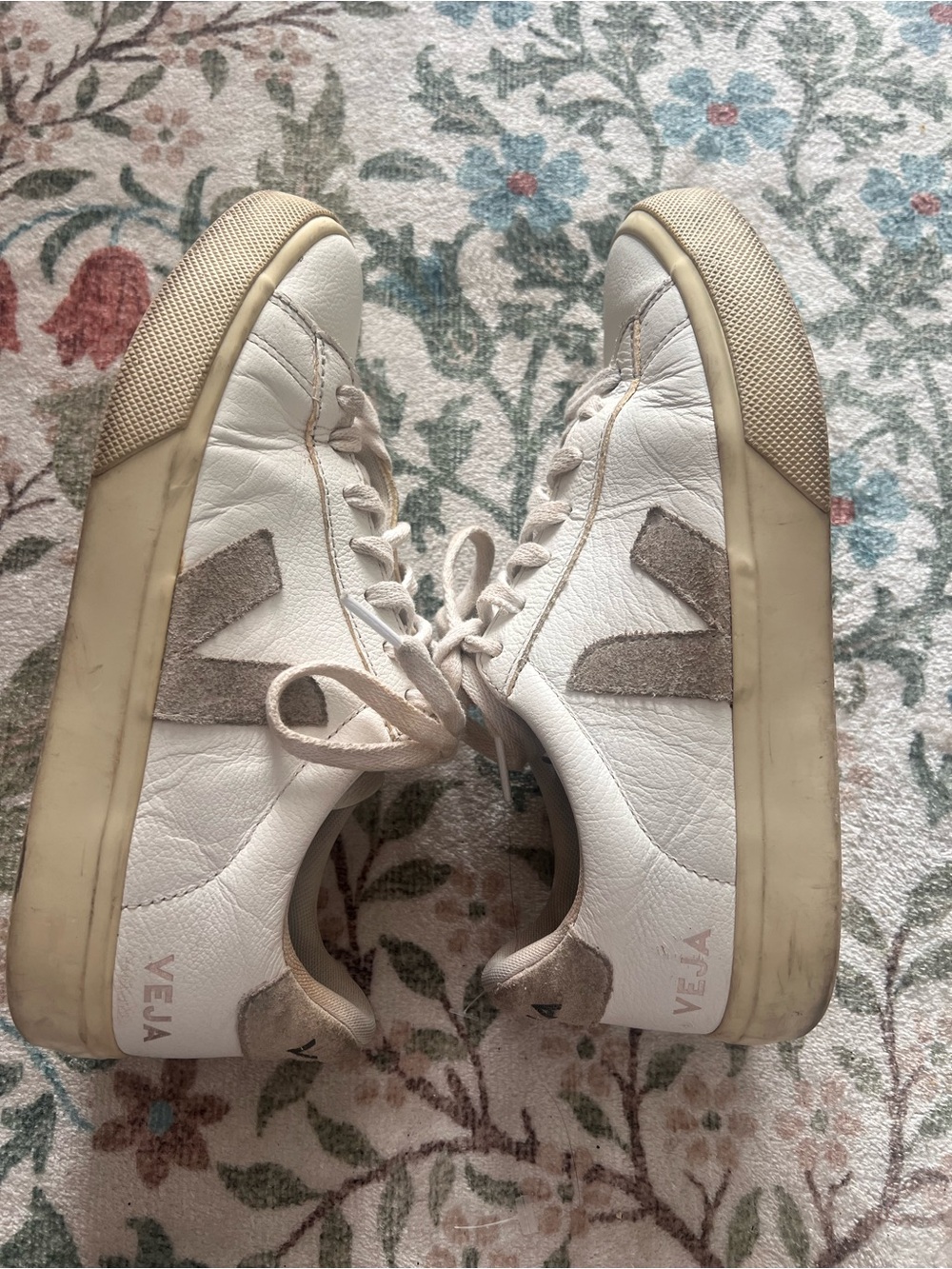 Veja Campo Chromefree Leather Natural White Grey Sneakers Size 7